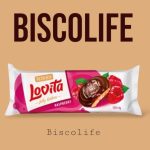 کوکی ژله ای روشن لاویتا اوکراین با طعم تمشک و روکش شکلاتی 135گرم